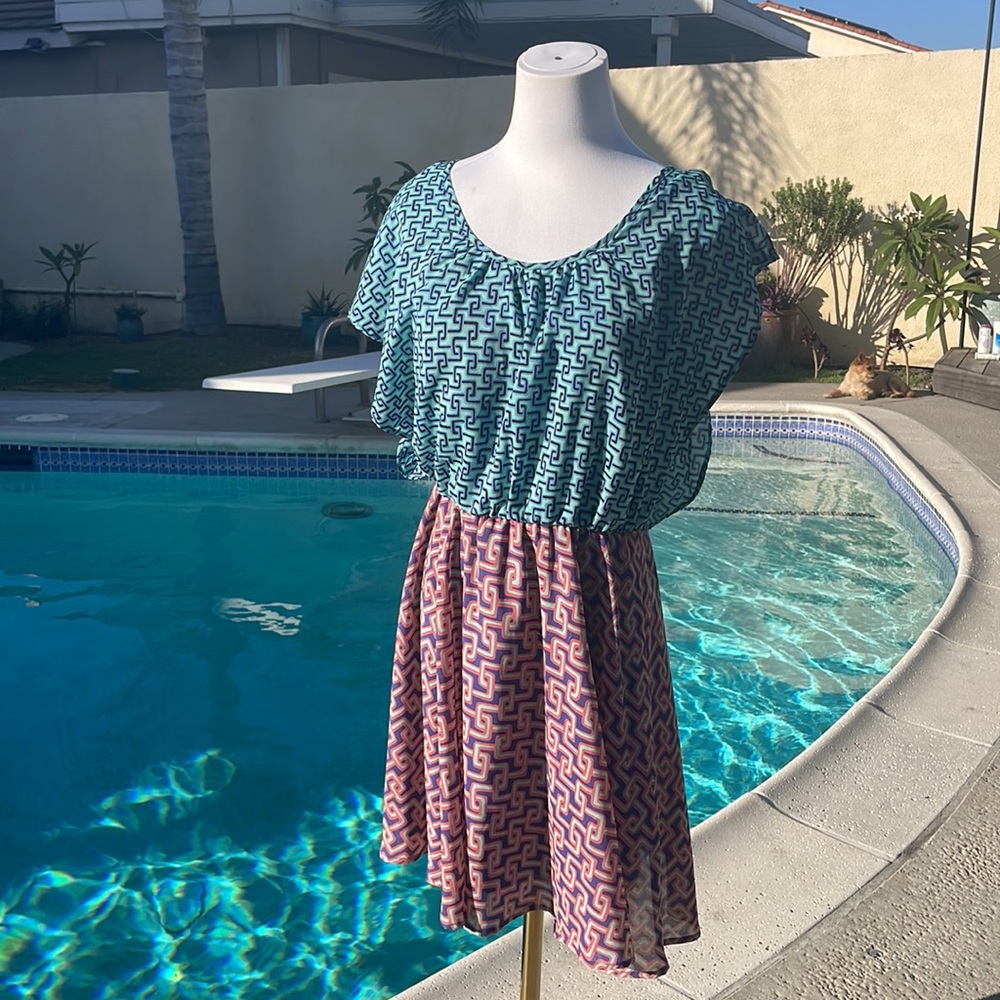 Bar III | Nordstrom multi-color dress. Gathered waist. Size Small